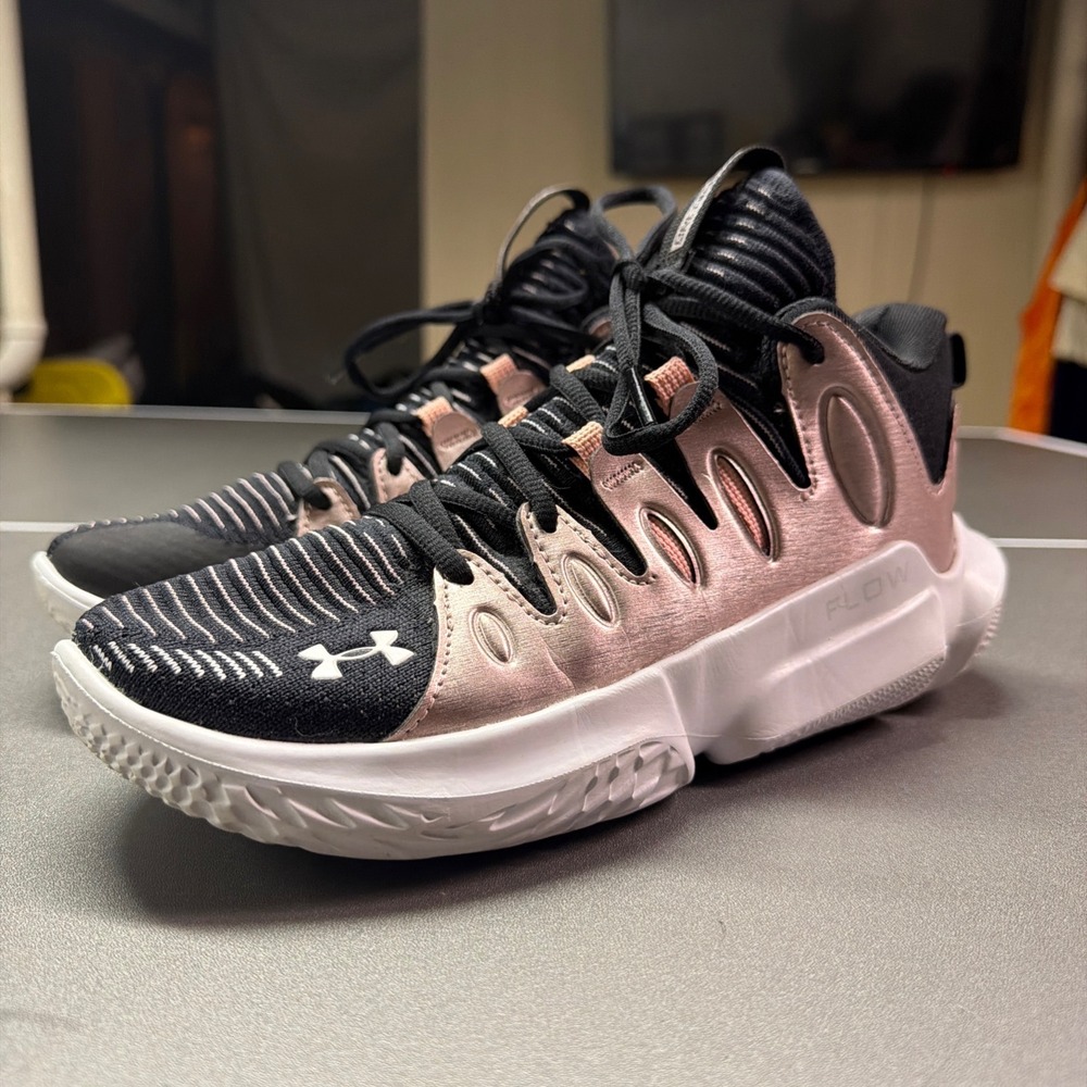 Under Armour Flow Breakthru 4 Women Basketball Shoes Black Rose Gold 3026640-002